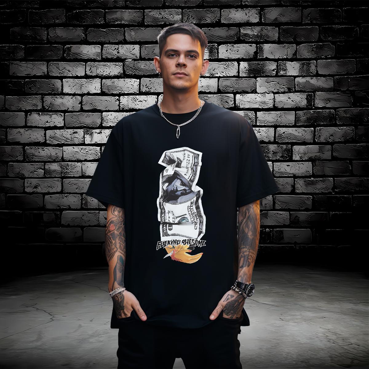 T Shirts Men 100% Cotton 230g money Street Wear Breathable Crew Neck Skull Men Tops Tees Designer Fashion Comfortable Top Tees