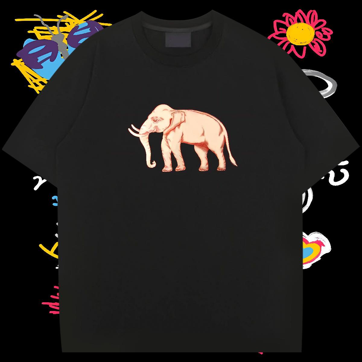 Stylist T-Shirts for Men 230g Pure Cotton elephant Spring Summer Wear Breathable Short Sleeve Designer Men Tops Tees White Plus Size