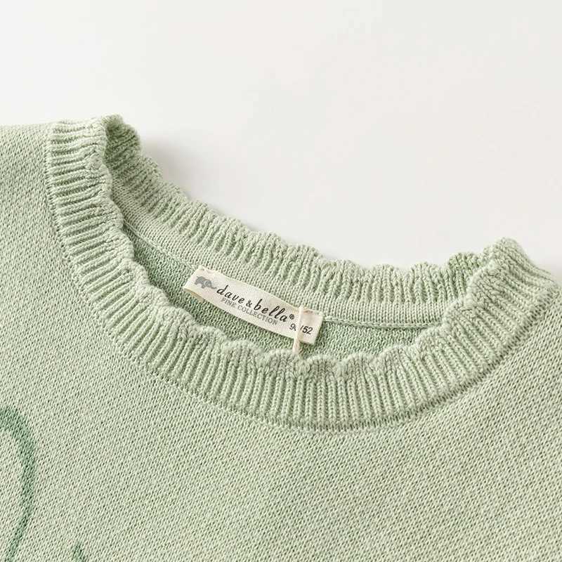 Dave Bella Childrens Tank Top New O-neck Sweater Underwear Green Sleeveless Loose Tank Top Preschool Girls Spring Dress DB1247793W240724