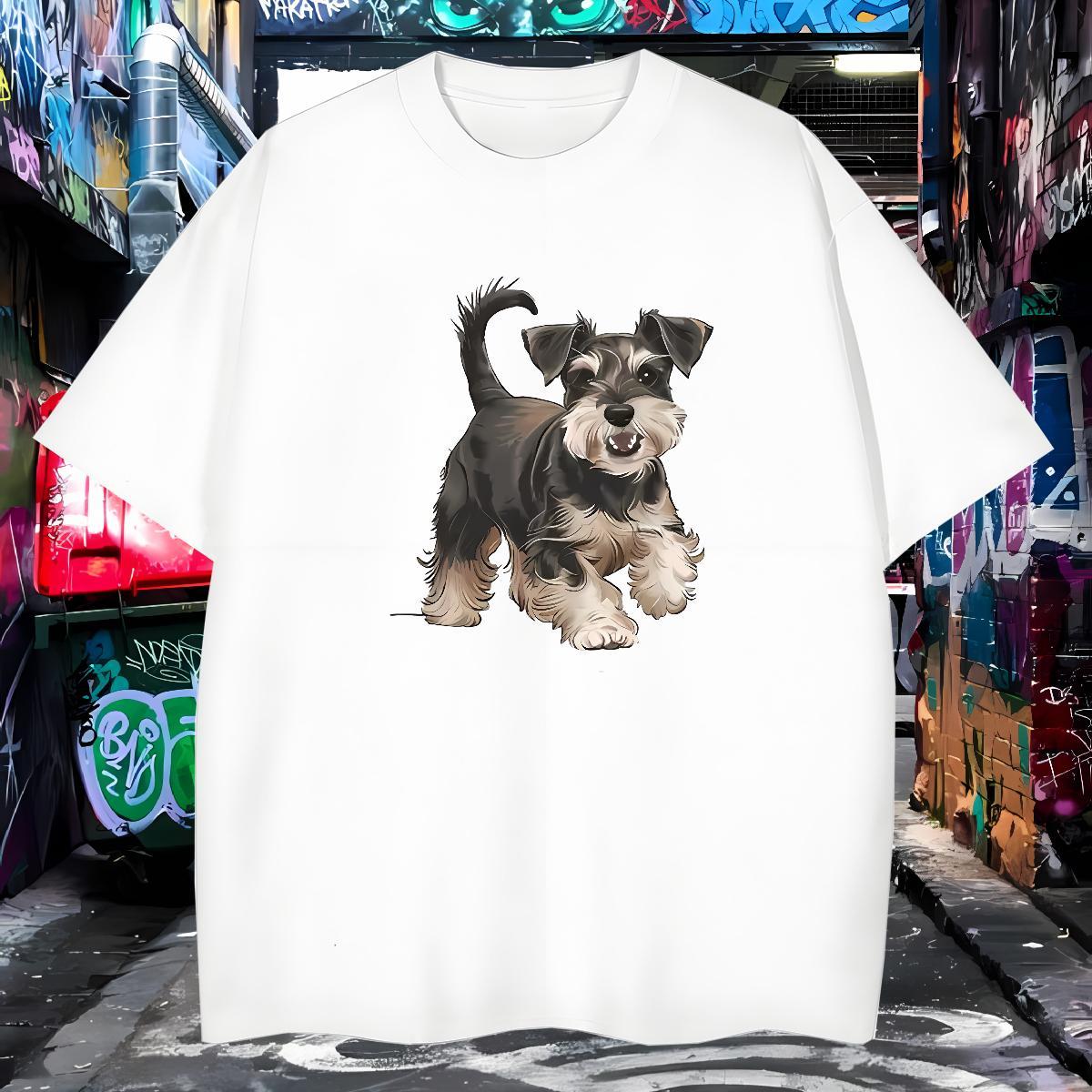 T-Shirts for Men 230g Cotton dog High Street Hip Hop Breathable Crew Neck Customized Men Tshirts Fashion Popular Top Tees