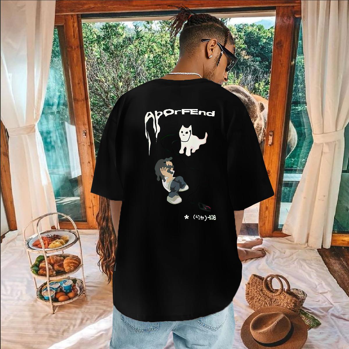2024 Man T Shirts 230g Pure Cotton cat High Street Hip Hop Clothings Crew Neck Designer Tshirt for Man Woman Cartoon Printing L-4XL