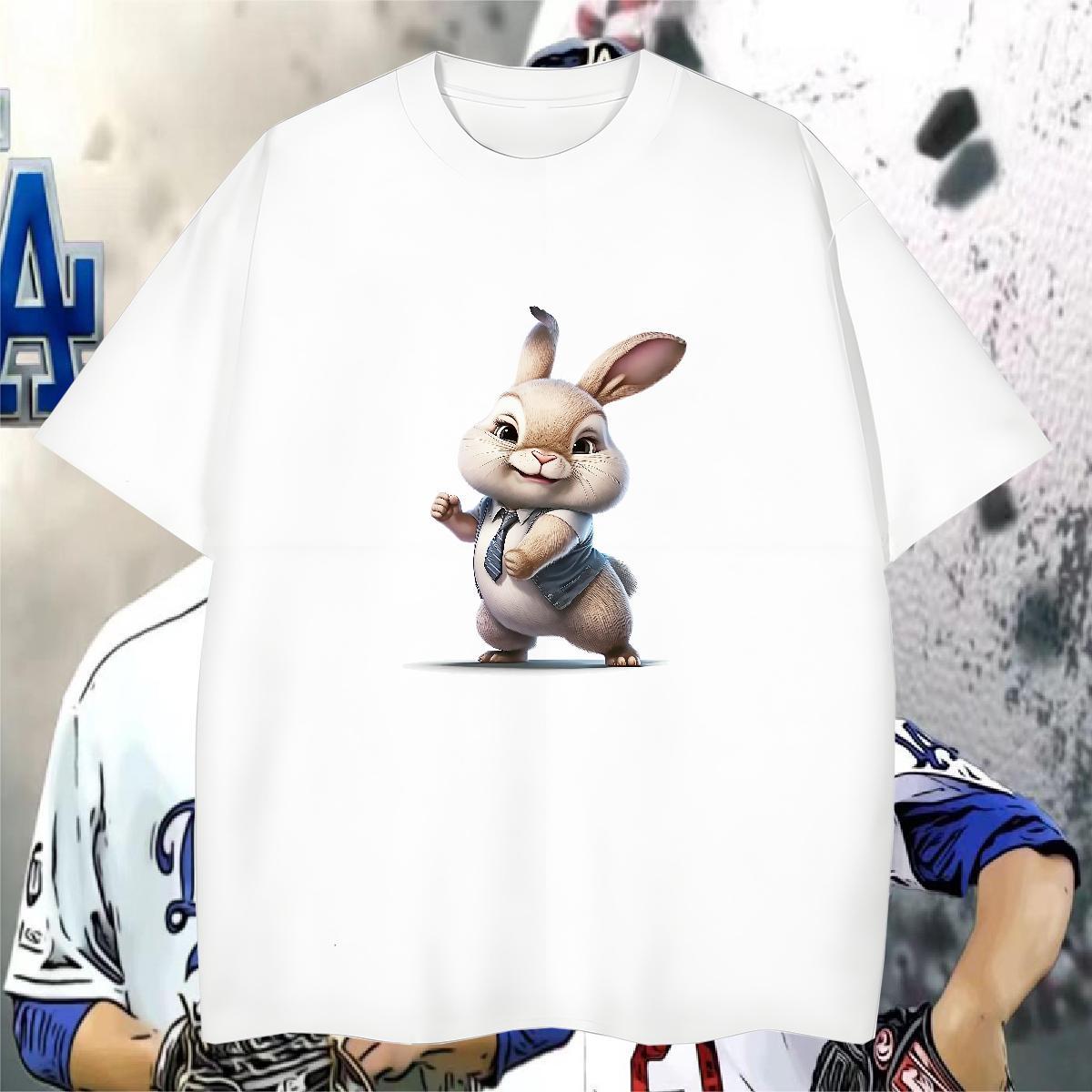 T-Shirts 230g Cotton rabbit Street wear Hip Hop Breathable Short Sleeve DIY Logo Oversized Tshirts Free Shipping High Quality Polos