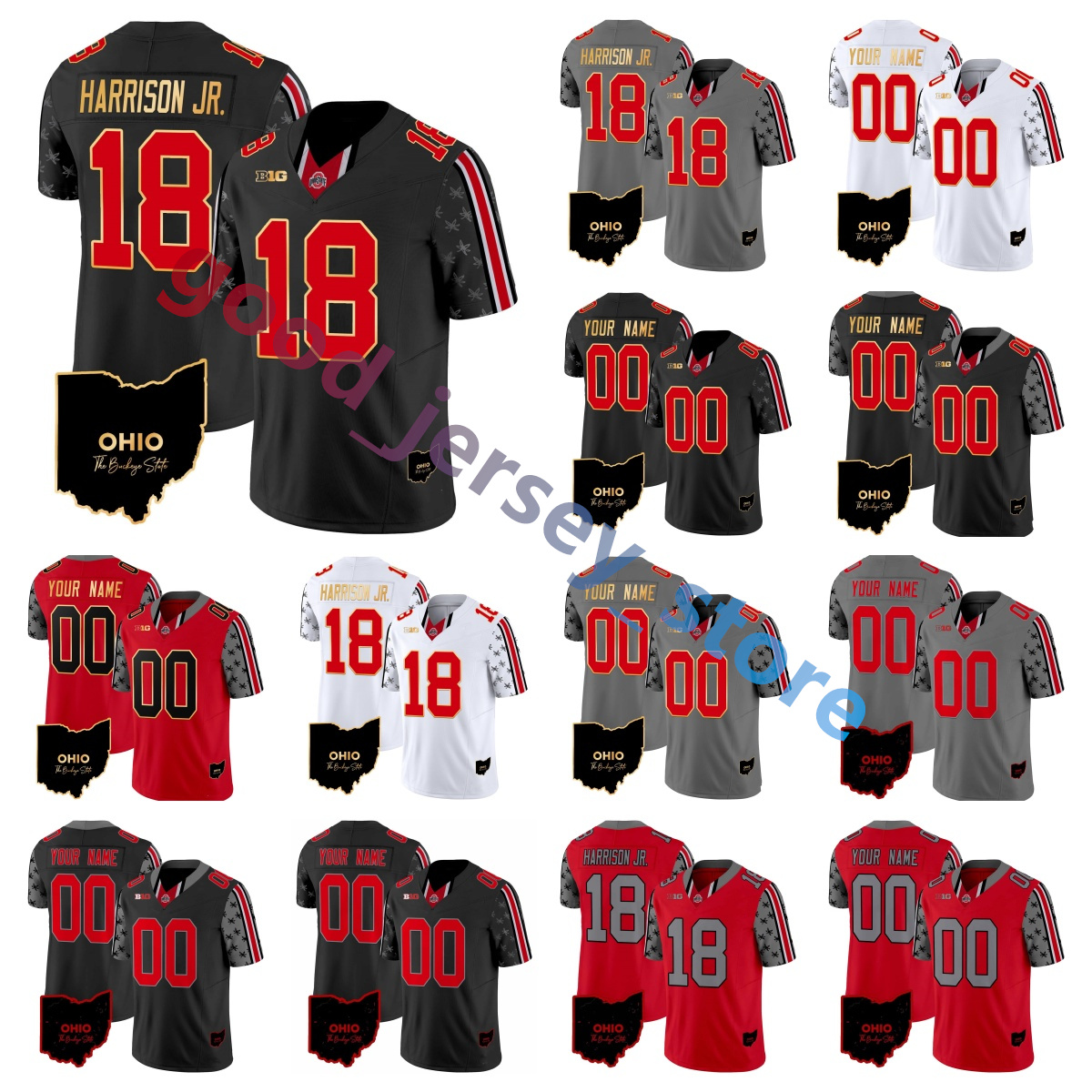 2024 OSU Ohio State Buckeyes Football Jersey Marvin Harrison Jr. Sonny Styles Emeka Egbuka J.T. Tuimoloau Jack Sawyer TreVeyon Henderson Eddie