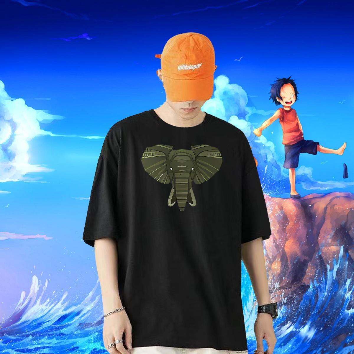 2024 New Men T Shirts 100% Cotton 230g Elephant Street wear Hip Hop Wear Round Neck Short Sleeve Classic Men Clothes T-Shirt Floral Print