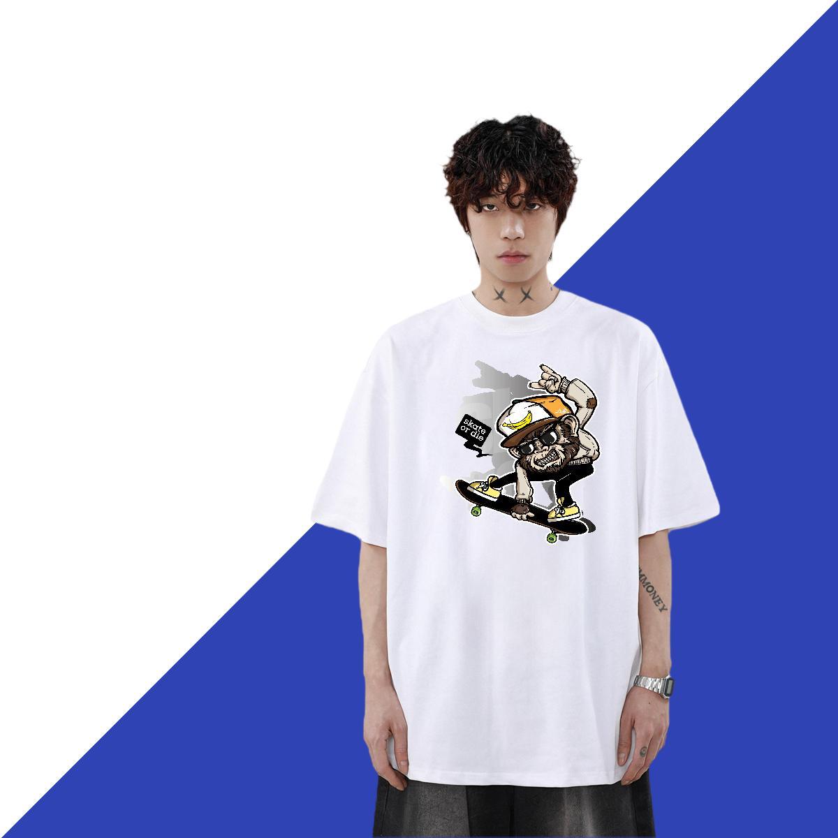 Designer Couples T Shirts 230g 100% Cotton Casual skateboarding Skull Crew Neck Breathable Customized T Shirts Men Tees