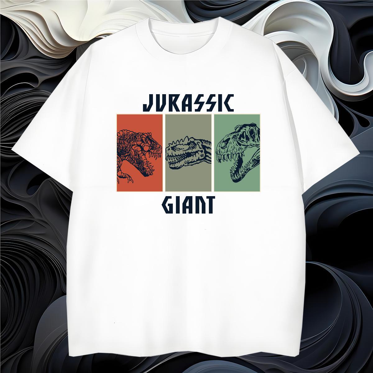 DIY Man T Shirts 230g 100% Cotton dinosaur Casual Daily Wear Tee Shirt Breathable Soft Unisex Couples T Shirts Graphic