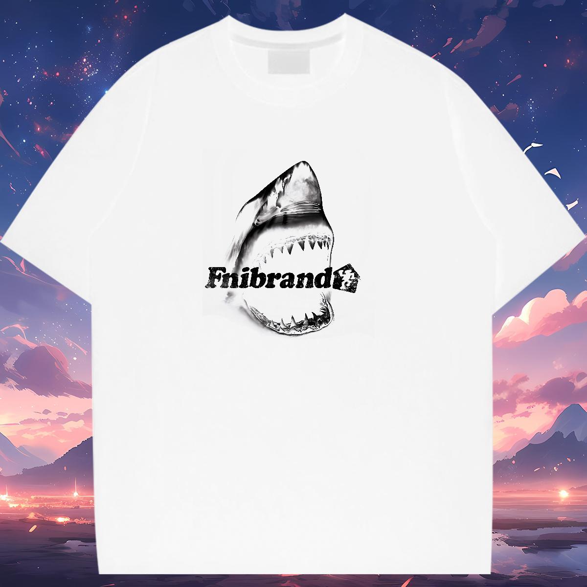 Loose Womens T Shirts O-Neck Short Sleeve Couples T Shirts DIY Logo Shark Casual 230g 100% Cotton Brand Tee Shirt