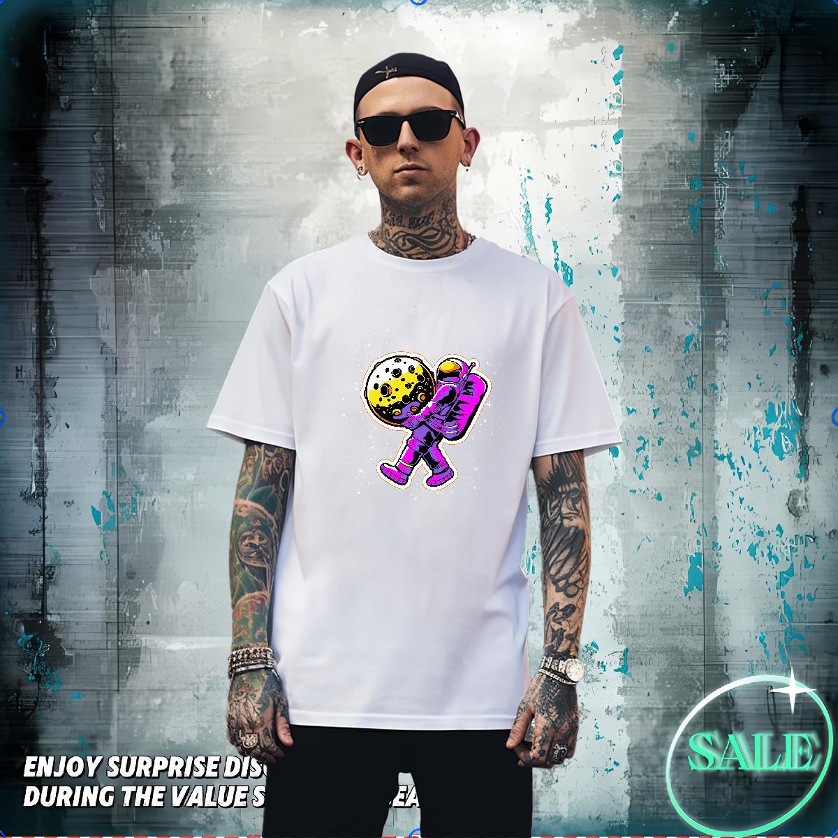 T Shirt For Man 230g 100% Cotton universe Sport Breathable Short Sleeve Oversized 4XL Tshirt for Man Woman 2024 Comfortable Wear