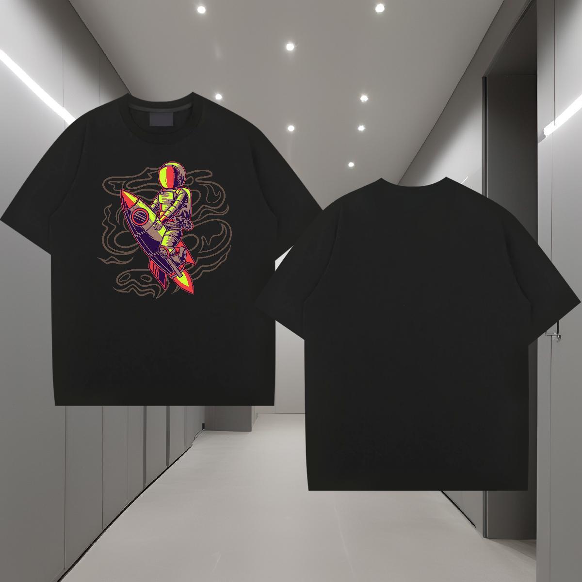 T Shirt For Man 230g 100% Cotton universe Outdoor Breathable Short Sleeve DIY Logo Oversized Couples T Shirts 2024 Cool Tops