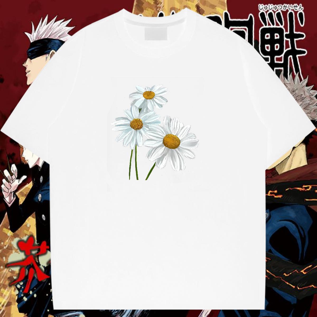 Fashion T shirt 230g 100% Cotton flower Daily Outfit Tee Shirt Breathable Short Sleeve Unisex Men Tops Tees Oversized 4XL