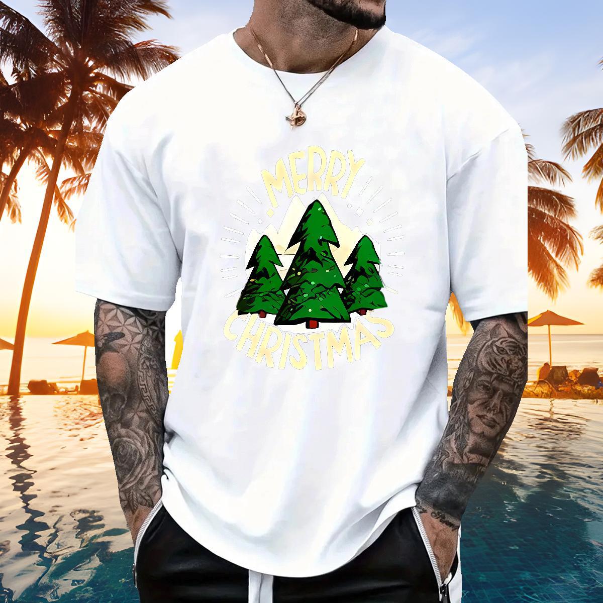 TOP Quality Men Clothes T-Shirt 230g 100% Cotton Christmas T Shirts Men Spring Summer Round Neck Short Sleeve Custom Anime Wholesale Wear