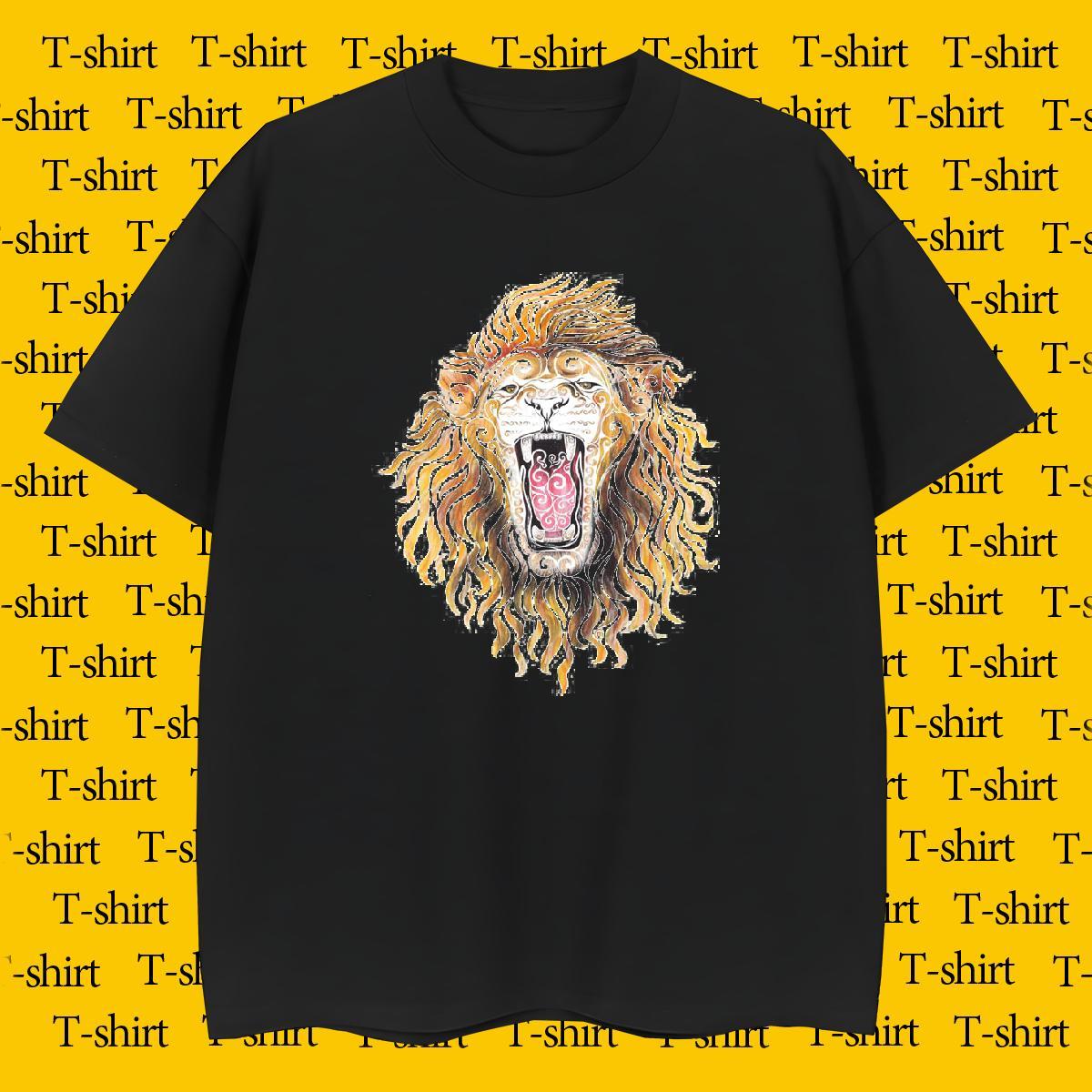 T-Shirts for Men 100% Cotton 230g lion Spring Summer Breathable Customized Print Men Tees New Designer Wholesale Tops