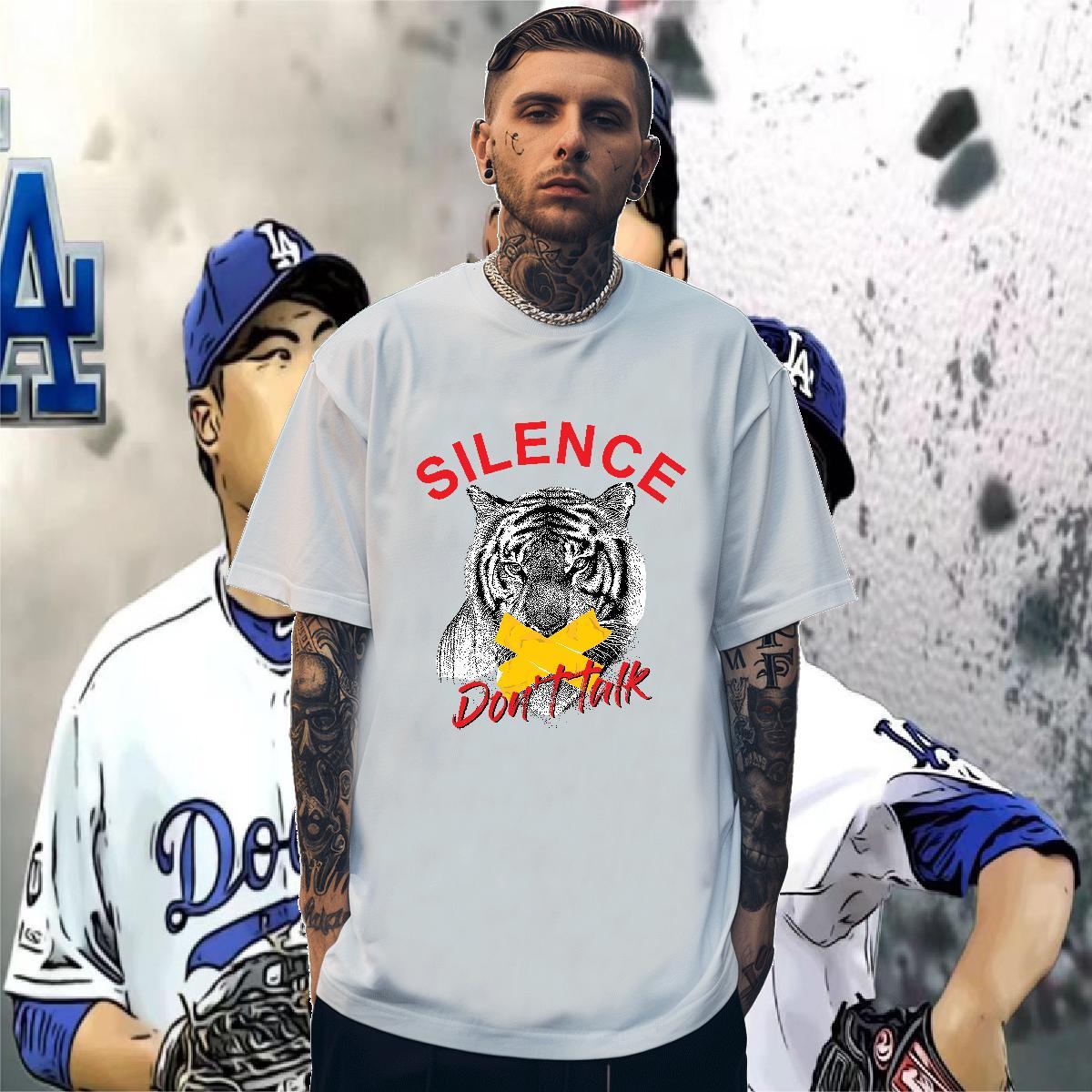 Man T Shirts 230g Cotton tiger Street Casual Breathable Soft Custom Print Plus Size Couples T Shirts Customized TOP Quality Tee Shirt