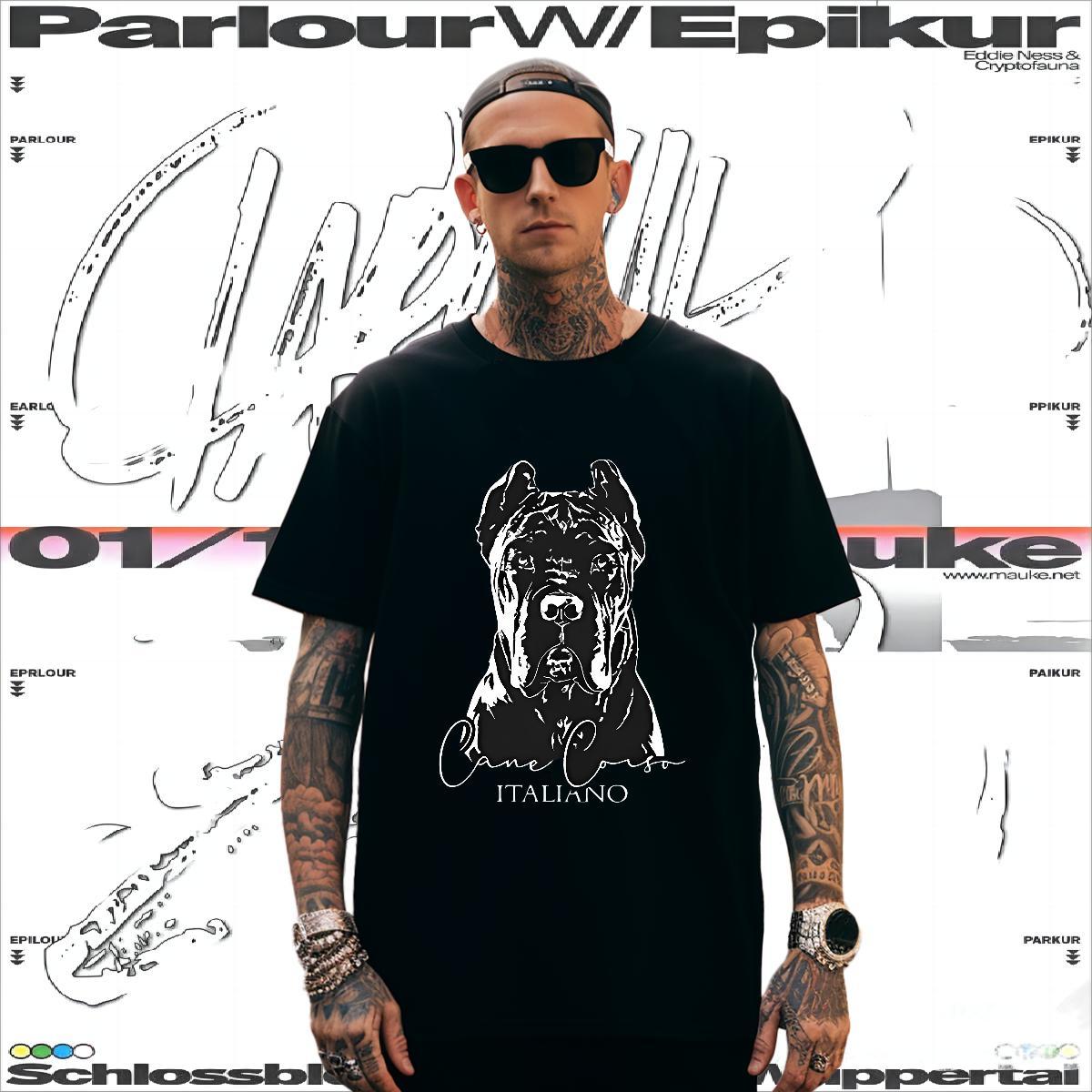 T-Shirts for Men 230g 100% Cotton dog Casual Daily Wear Breathable Crew Neck Custom Cartoon Tshirts Casual New Free Shipping Polos