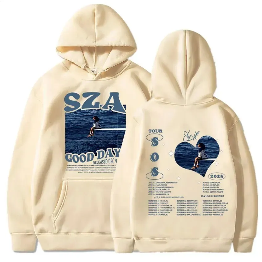 Mens Hoodies Sweatshirts Uni Sza Sos Good Day Printed Street Clothing Hooded Sweater Harajuku Sportswear Fashionable Sports Couples Ev Otraf