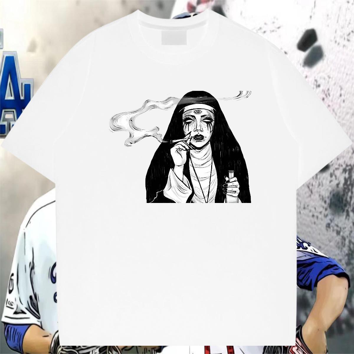 Mens T Shirts 230g Cotton nun Summer Casual O-Neck Short Sleeve Custom Cartoon Tshirt for Man Woman 2024 New TOP Quality Tops Tees