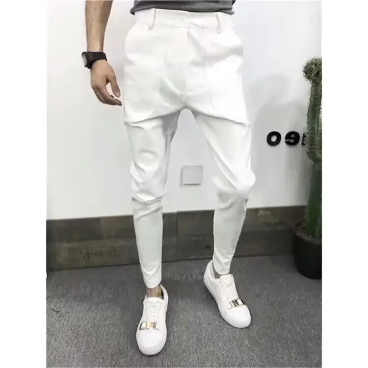 SpringSummer Mens Set Pants Fashion Casual Business Ultra Thin Fit Ankle Length Office Clothes Dress F51 240816