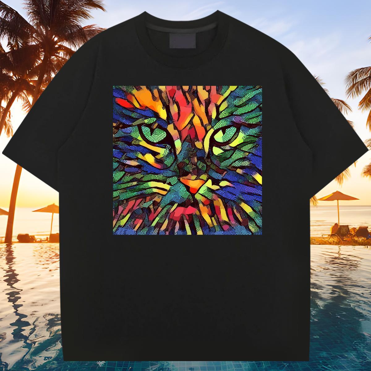 Popular Mens Tshirts 230g Cotton cat T shirt Street Breathable Crew Neck Plus Size Custom New Designer Clothings