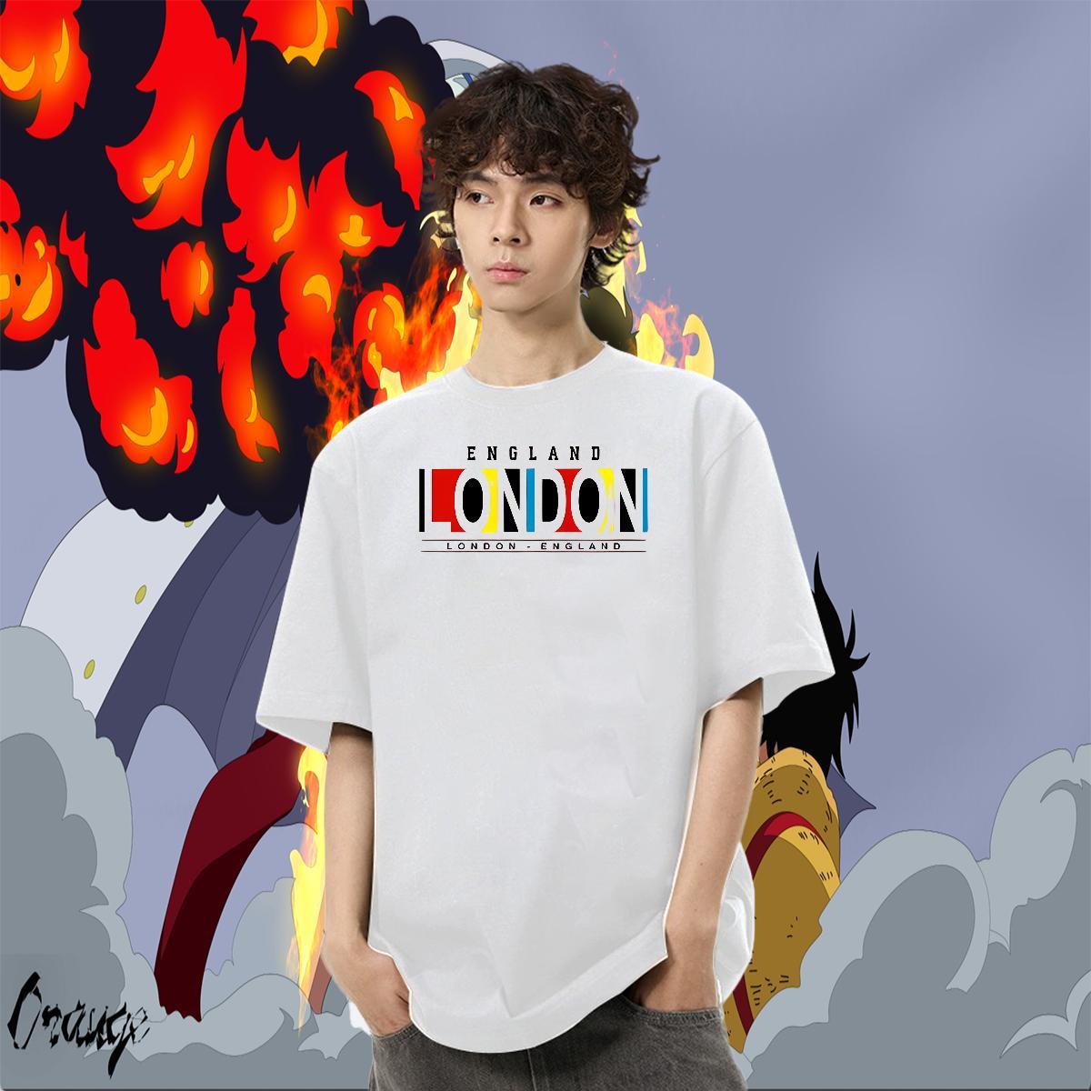 Cool Men Tees 230g Pure Cotton Outdoor letter Custom Print Oversized Round Neck Short Sleeve Fashion Design T Shirts Men Tee Shirt