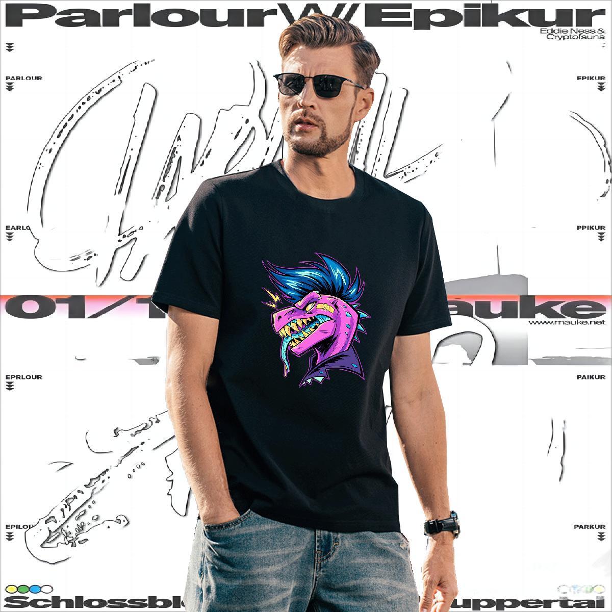 Classic Tshirts 100% Cotton 230g dinosaur T-Shirts Casual Crew Neck Black Oversized Wholesale Clothings