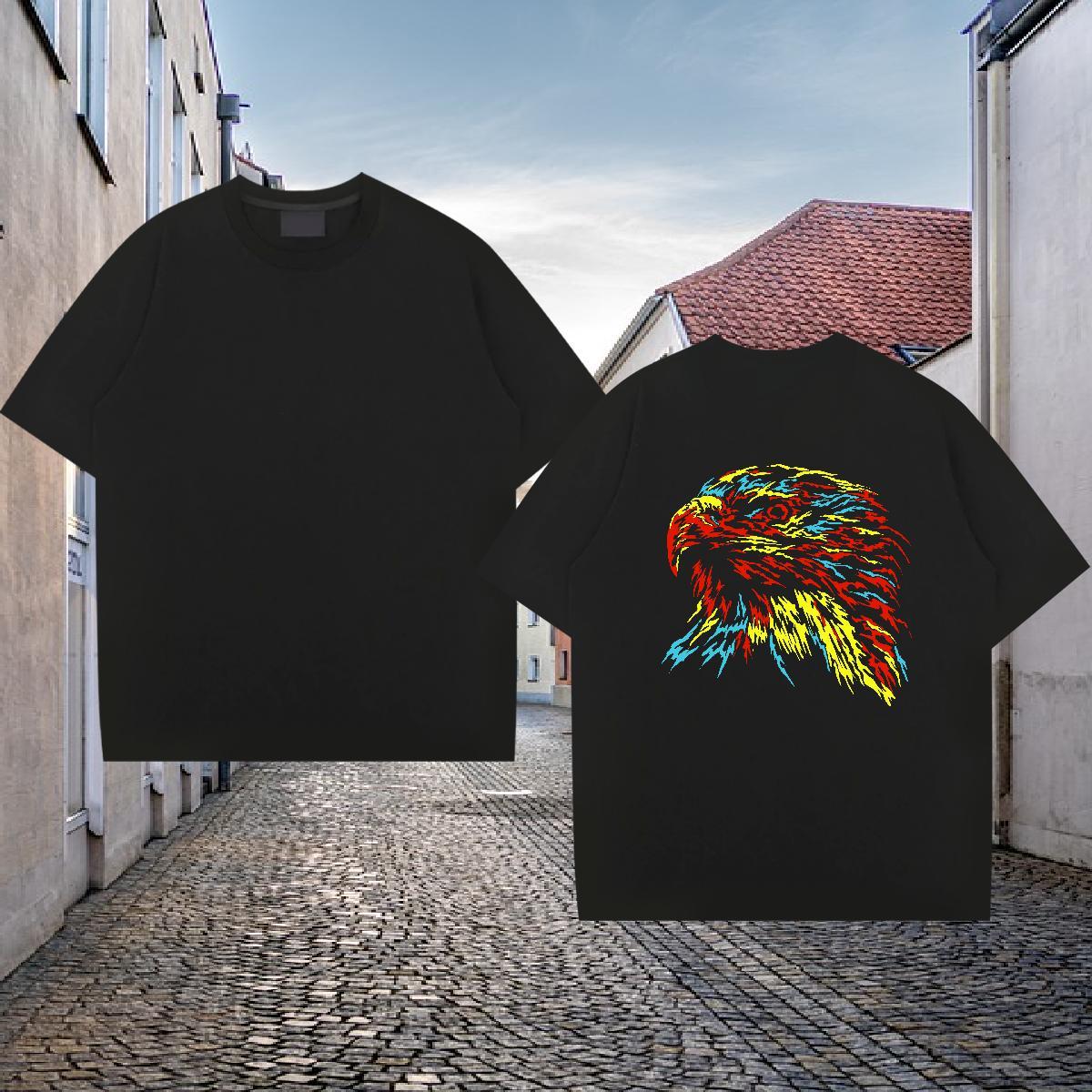 Fashion Casual Man T Shirts 100% Cotton 230g eagle Street wear Hip Hop Tshirts Crew Neck Designer Couples T Shirts DIY Anime