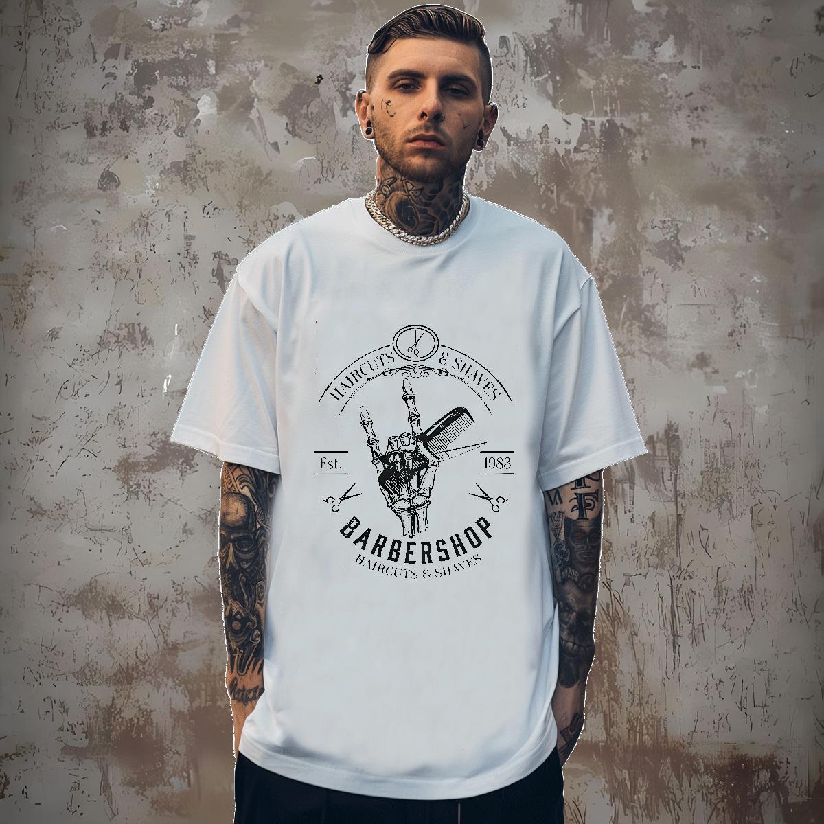 T Shirt For Man 230g Cotton hands Home Outdoor Crew Neck Black Oversized Mens Tshirts Classic Cool Top Tees