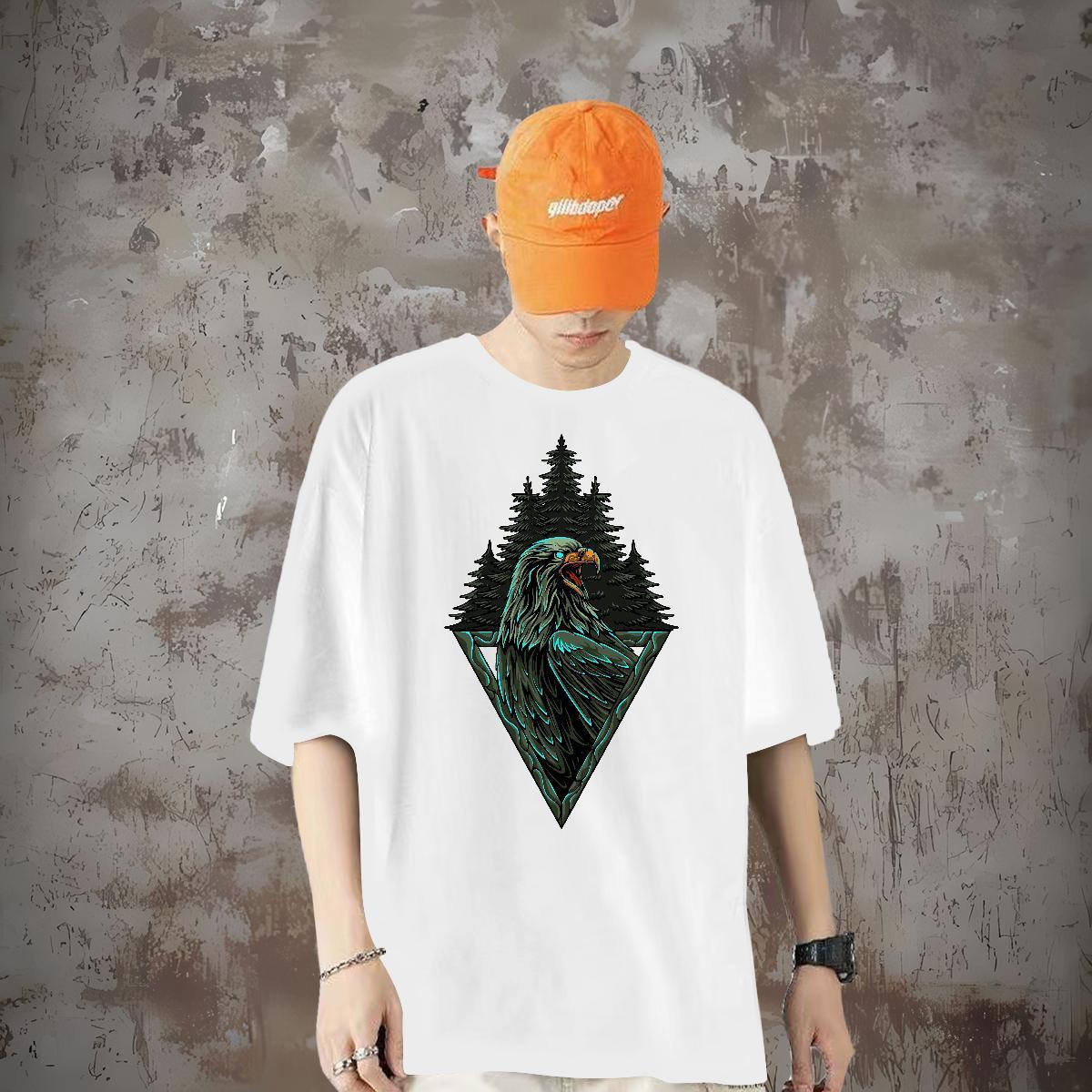 Fashion Designer Men T Shirts 230g Cotton eagle Sport Tops Shirt Crew Neck Breathable Brand Mens Tshirts Oversized
