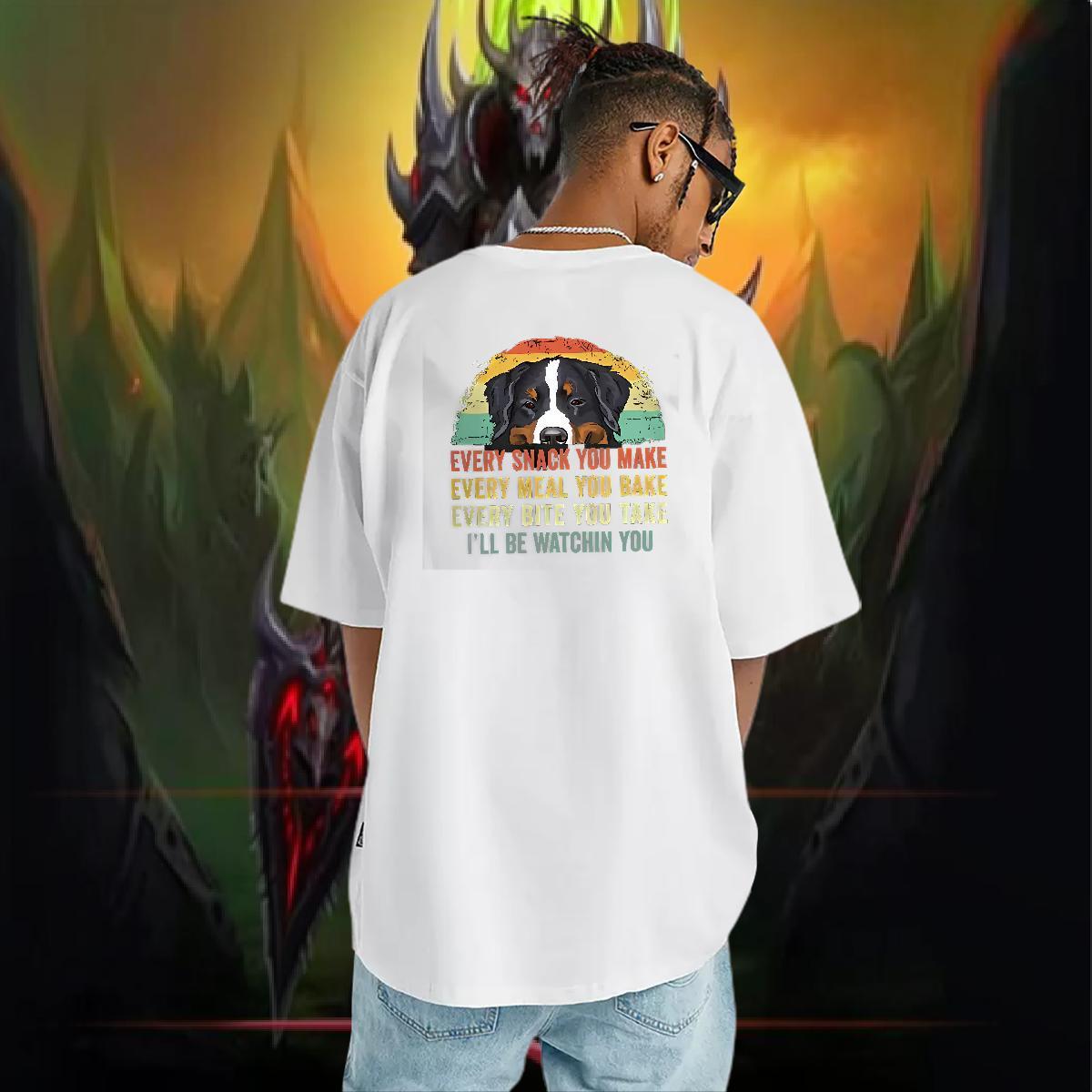 2024 Summer T Shirt For Man 100% Cotton 230g dog Casual Daily Wear Tops Breathable Short Sleeve Loose Fit Men Tees Custom Cartoon