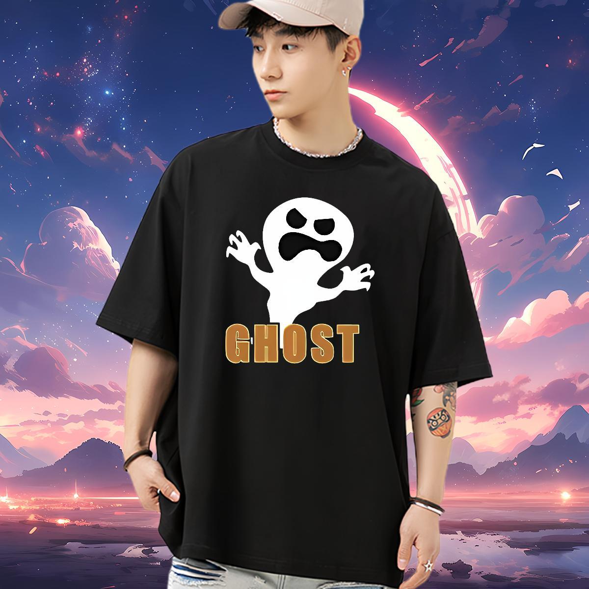 Designer T-Shirts 230g Pure Cotton halloween Casual Tees Shirts Crew Neck Loose Men Clothes T-Shirt Custom Printed