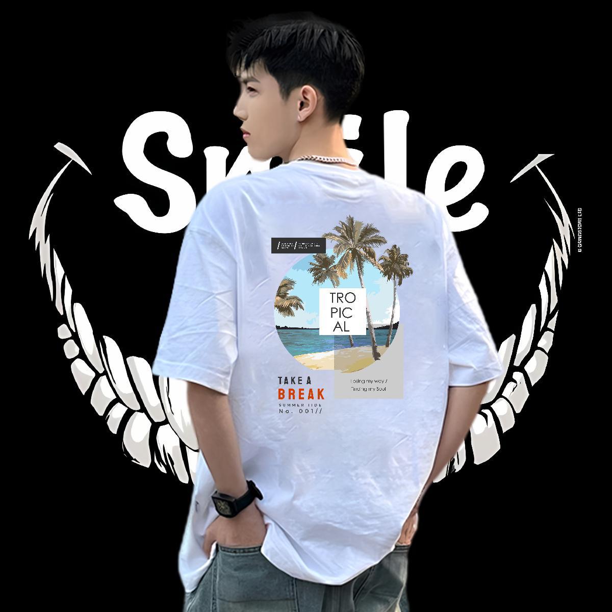Designer Mens T Shirts 230g Pure Cotton beach Casual Beach Wear Breathable Crew Neck Classic Couples T Shirts Black Oversized