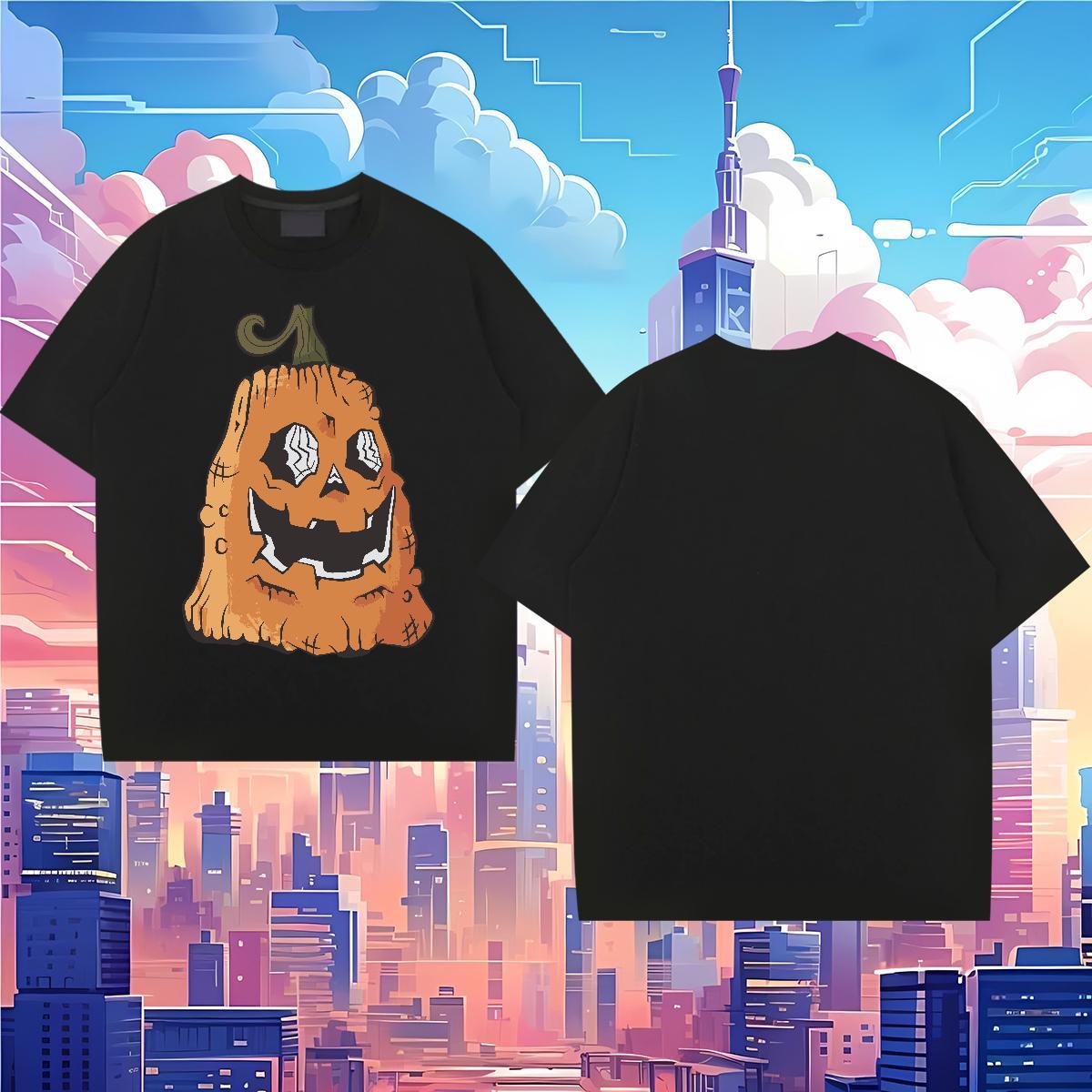 Men T Shirts 100% Cotton 230g Halloween Home Outdoor Breathable Crew Neck Anime Men Clothes T-Shirt DIY Customized Comfortable Tshirts