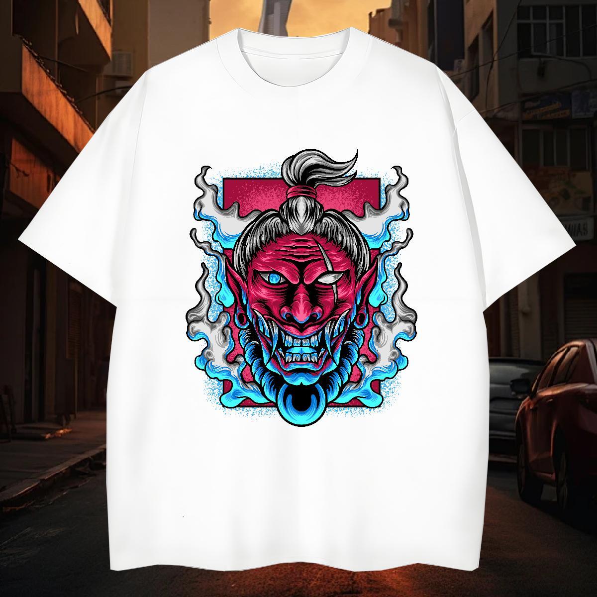 T shirt 230g 100% Cotton scare Casual Beach Crew Neck Breathable White Plus Size Tshirt for Man Woman Fashion New Loose Tops