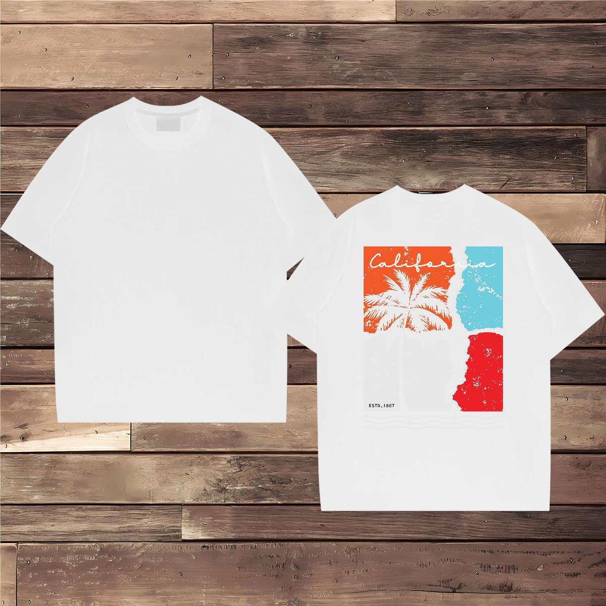 Fashion Casual Men T Shirts 230g 100% Cotton tree Casual Beach Tops Pure Cotton Classic Couples T Shirts Cartoon Print