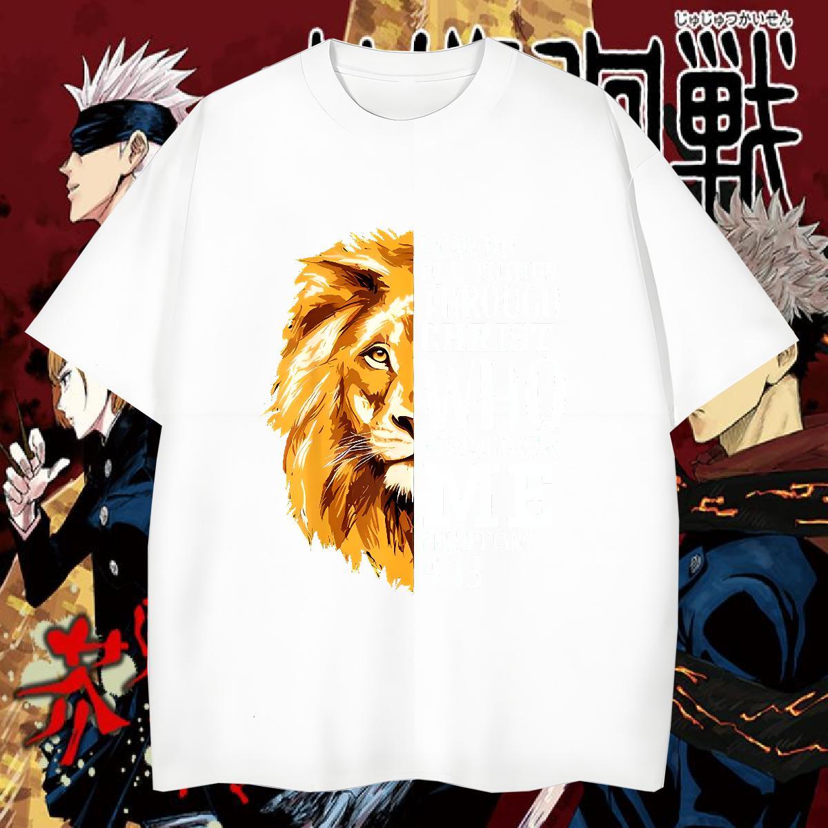 New T Shirts Men 230g Cotton Sports Casual Tshirts Crew Neck Cool Men Tshirts Cartoon Printing L-4XL