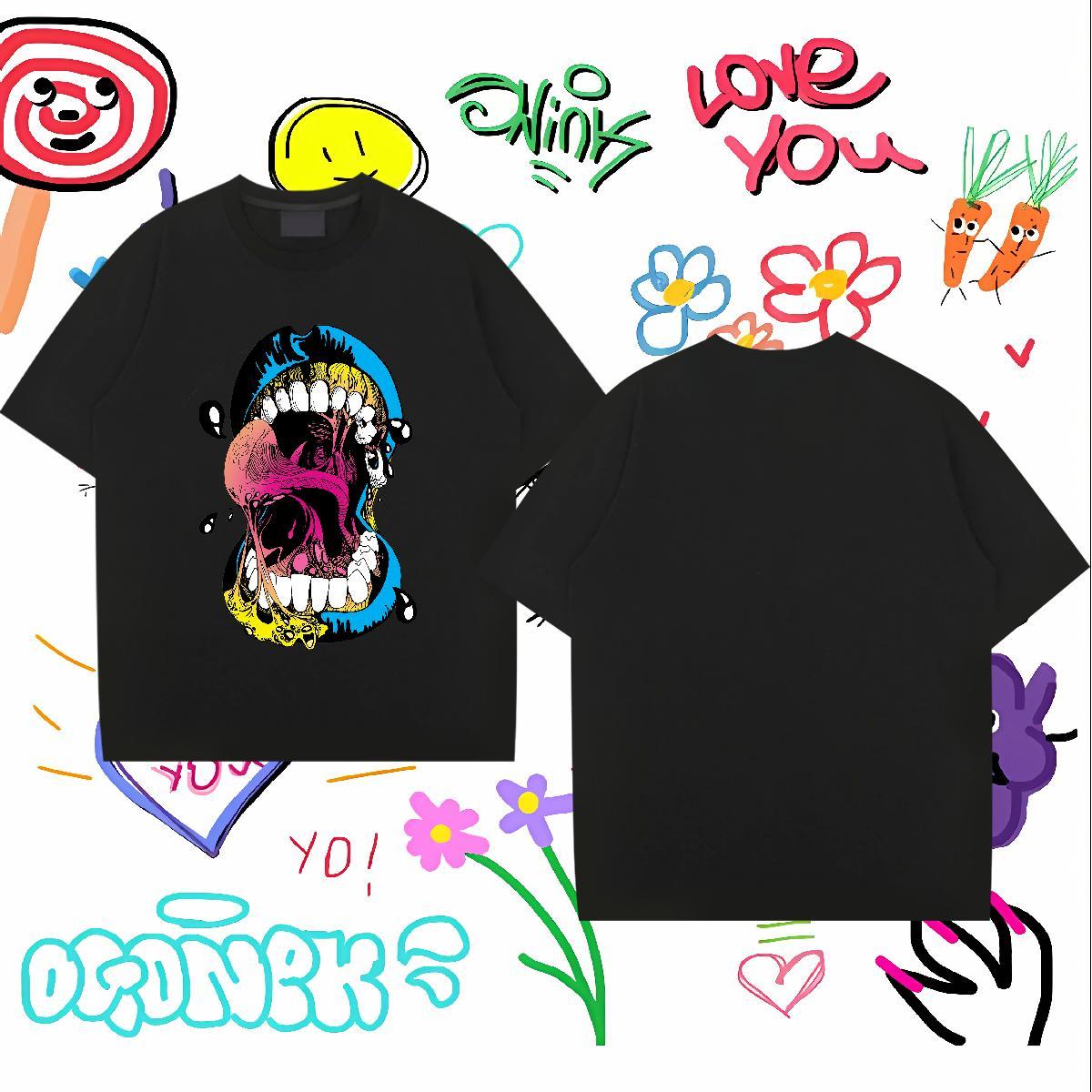 T Shirts Men 230g Cotton icon Street wear Hip Hop Crew Neck Breathable Anime Tshirts Fashion Unisex Polos