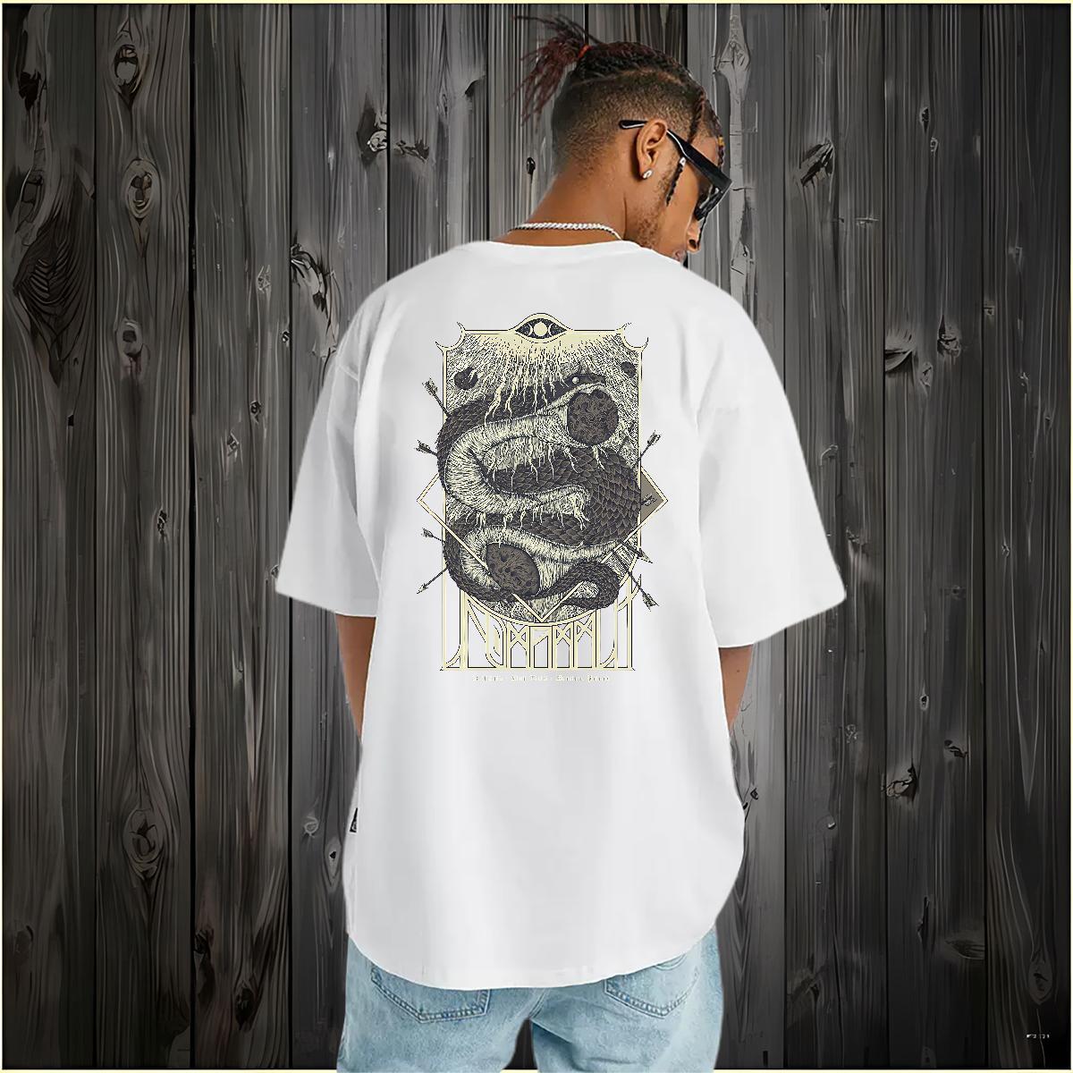 Brand T Shirt For Man 230g Cotton snake Casual Tshirts Round Neck Short Sleeve Loose Couples T Shirts DIY Anime