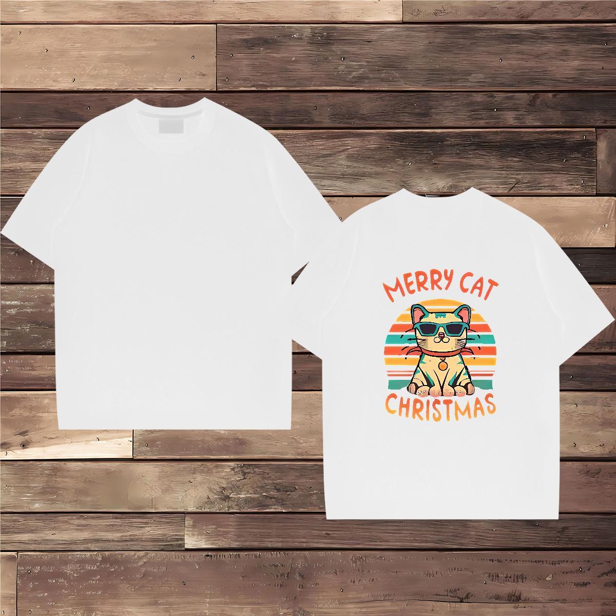 Fashion Design T Shirt For Man 230g 100% Cotton cat Beach Clothings Crew Neck Breathable Unisex Men Tees Custom Print Oversized