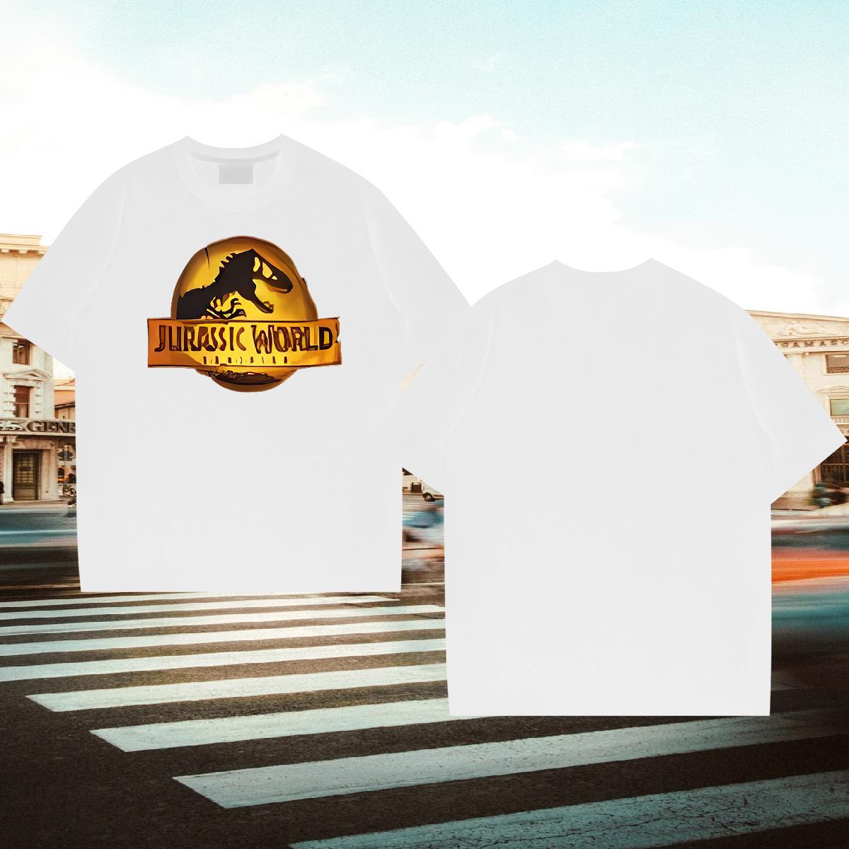 Casual New T Shirt For Man 230g 100% Cotton dinosaur Home Outdoor Tee Shirt Pure Cotton Comfortable Men Tshirts Asian Size