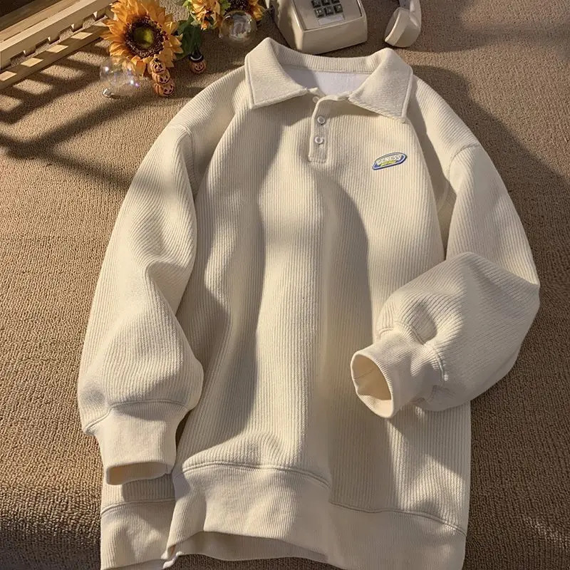 Autumn and Winter Men and Women Trend Thickened POLO Couple Personalized Korean Casual Vintage Sweater harajuku y2k 240806