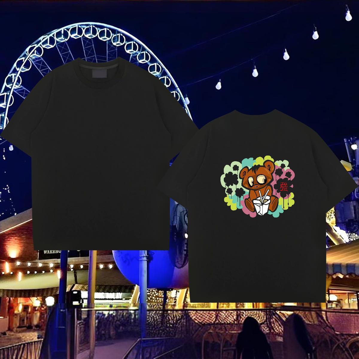 Fashion New Men T Shirts 230g Pure Cotton bear Hip Hop Tshirts O Neck Short Sleeves TOP Quality Men Tops Tees Oversized 3XL 4XL