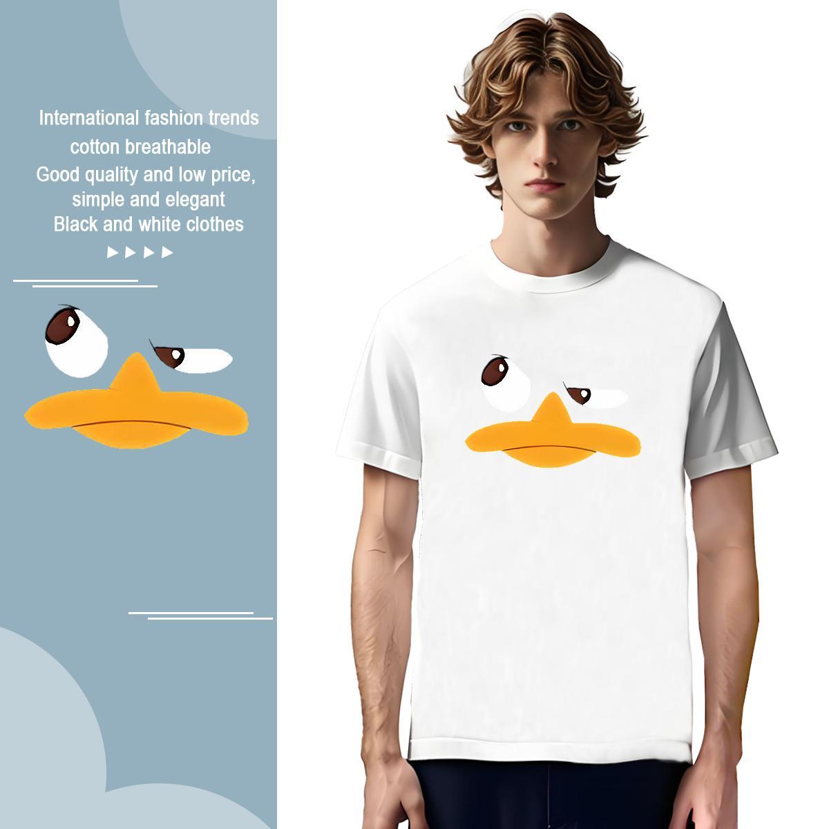 Cool Couples T Shirts 230g 100% Cotton duck T Shirts Men Daily Wear Breathable Short Sleeve Anime Print DIY Tees Shirts