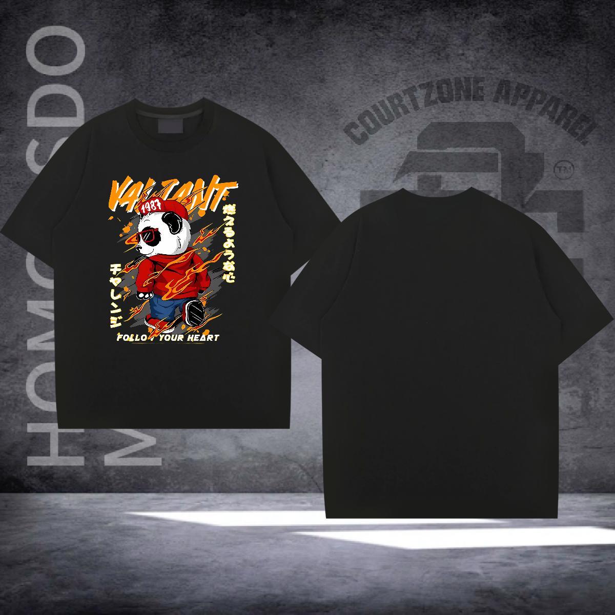 Free Shipping Mens T Shirts 100% Cotton 230g panda Hip Hop Street Tops Shirt O Neck Short Sleeves Brand Men Tees Custom Printing