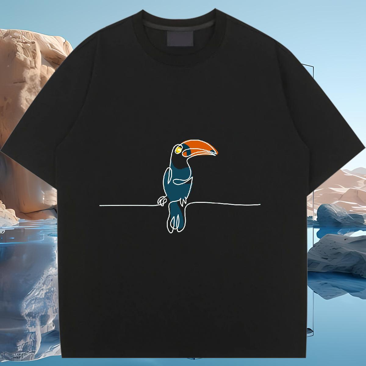 Comfortable T shirt Short Sleeve O-Neck Couples T Shirts Cartoon Printing L-4XL bird Casual Sport 230g Pure Cotton Classic Top Shirts