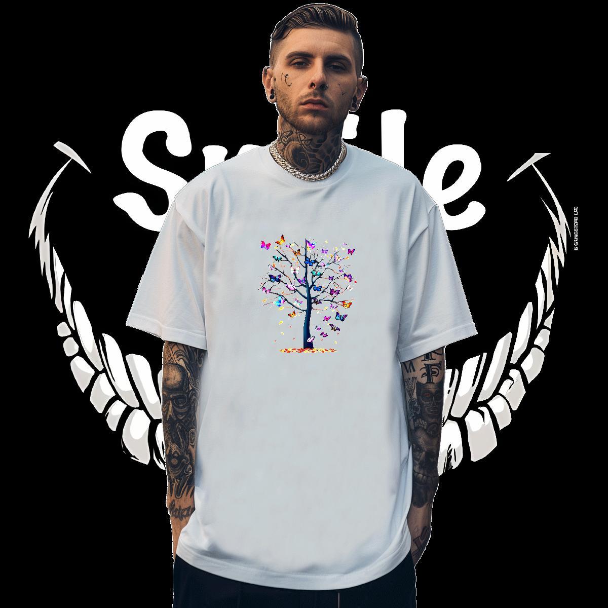 DIY Man T Shirts 230g 100% Cotton Butterfly Street wear Hip Hop Tops Tees Pure Cotton Designer Tshirt for Man Woman Plus Size Custom