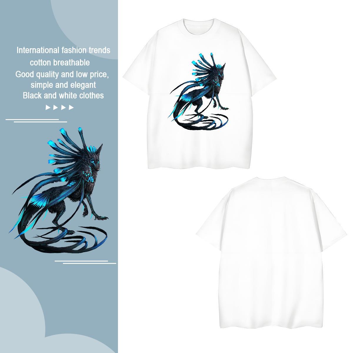 T-Shirts for Men 230g Pure Cotton wolf Street Casual Short Sleeve Soft Custom Print Oversized Men Tshirts Brand Loose Tees Shirts