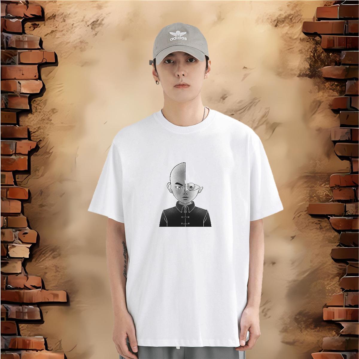 Mens T Shirts 230g Pure Cotton portrait High Street Hip Hop O Neck Short Sleeves Custom Print Oversized Men Tees Fashion Designer Unisex Polos