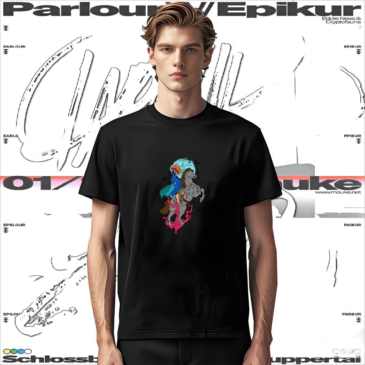 Fashion New T Shirts Men 230g Pure Cotton horse Daily Wear Tops Shirt O Neck Short Sleeves Cool Men Clothes T-Shirt Skull