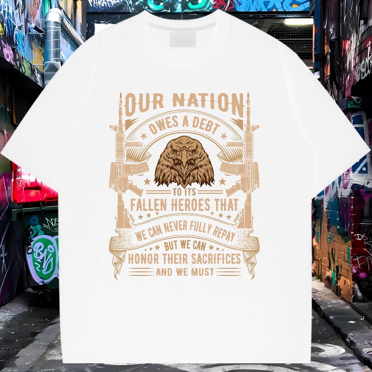 Wholesale T Shirts Men 230g Cotton eagle Casual Clothings Breathable Short Sleeve TOP Quality Men Tees Cartoon Print