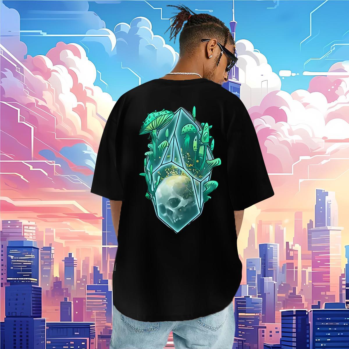 Fashion Design T-Shirts for Men skull Polos 100% Cotton 230g Street Casual Loose Fit DIY Printed Breathable Soft Tshirts