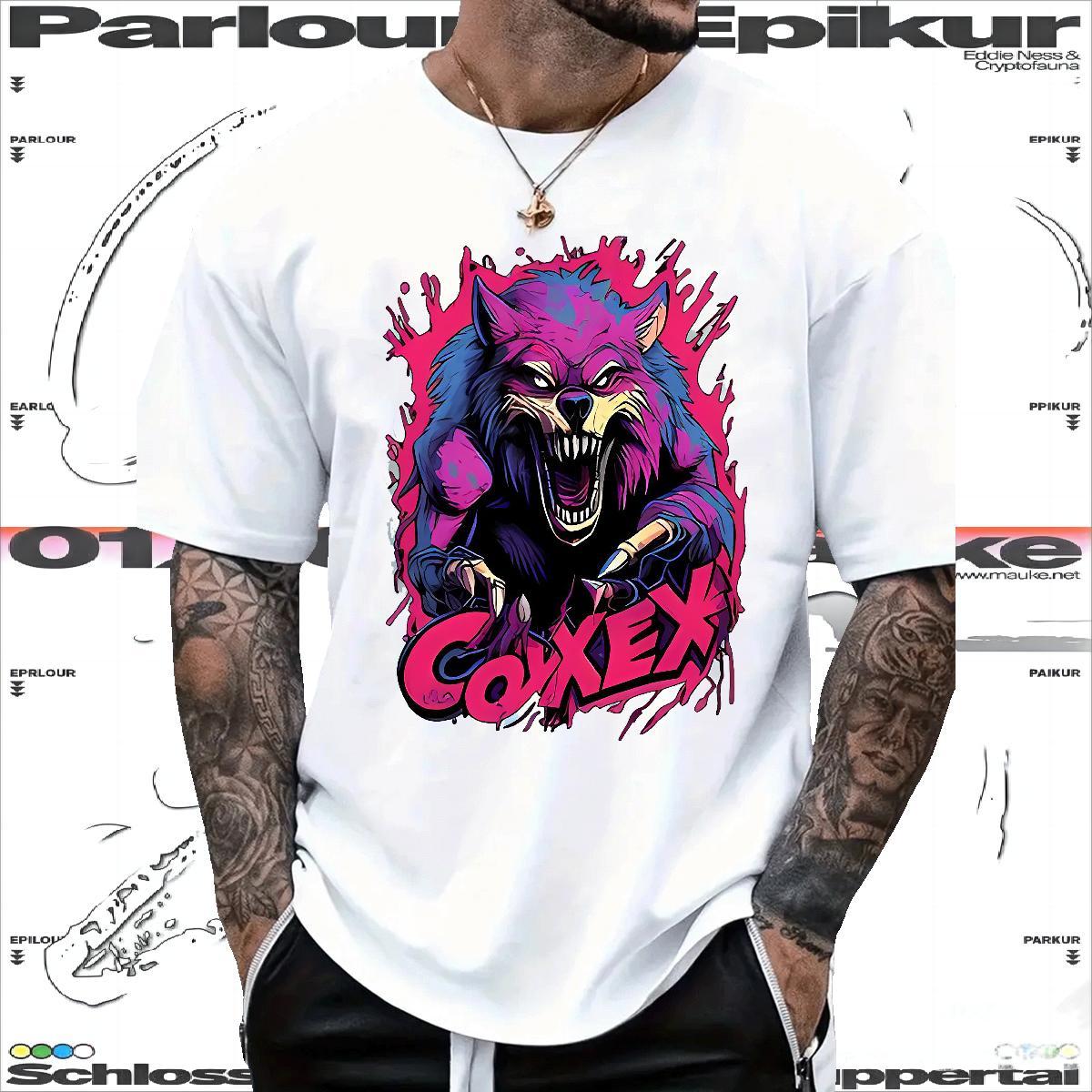 Factory Direct T Shirts Men 100% Cotton 230g wolf Street Wear Crew Neck Breathable Soft Men Tshirts Custom Printed